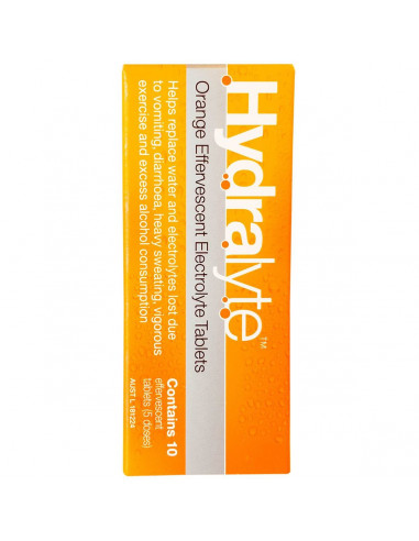 Hydralyte Effervescent Electrolyte Tablets Orange 10 pack