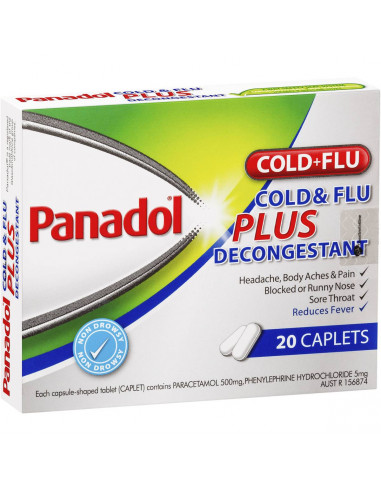Panadol Paracetamol Cold + Flu Plus Decongestant 20 caplets