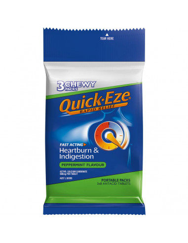 Quick Eze Heartburn & Indigestion Relief Chewy Peppermint 24pk