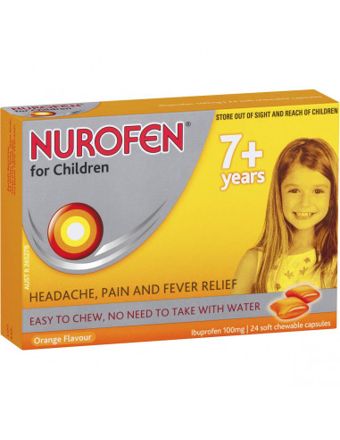Nurofen For Children 7+ Yrs Chewable Capsules Orange 24 pack