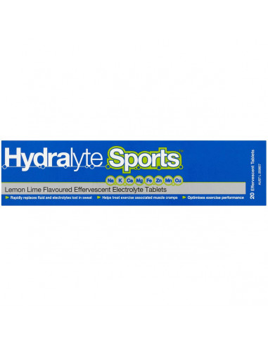 Hydralyte Sports Effervescent Tablets Lemon Lime 20 pack