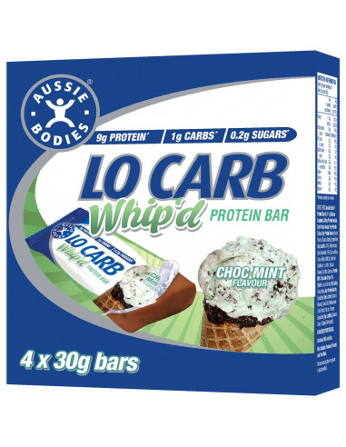 Aussie Bodies Lo Carb Protein Bar Whip'd Choc Mint 4x30g