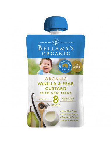 Bellamy's Organic Vanilla & Pear Custard With Chia Seeds 8 Months 120g
