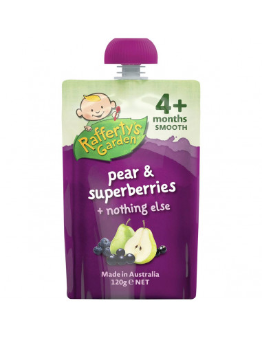 Rafferty's Garden Food 4 Months+ Pear & Superberries 120g