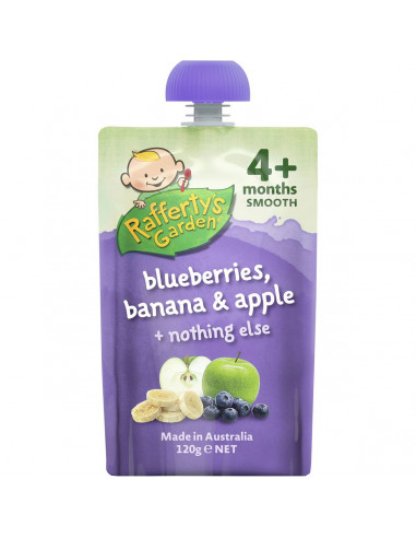 Rafferty's Garden Food 4 Months+ Blueberries, Banana & Apple 120g
