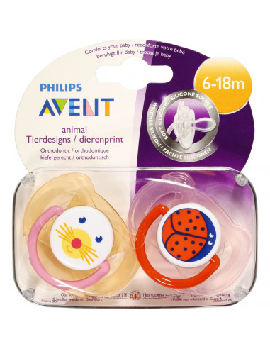 Avent Animal Soother 6-18 Months 2pk