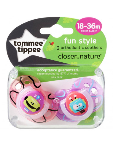 Tommee Tippee Fun Style Orthodontic Soothers 18-36 Months 2 pack