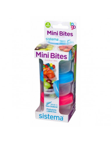 Sistema Mini Bites Stackable Containers Bpa Free 3x130ml