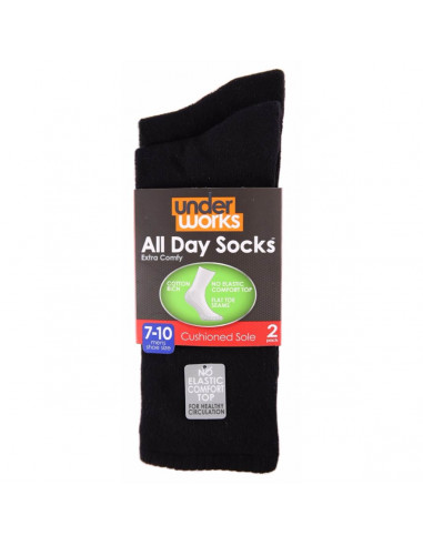 All Day Socks Mens Black Size 7-10 2 pack
