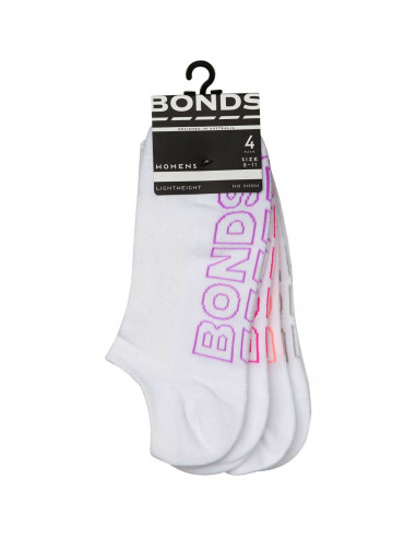 Bonds Womens Logo Socks Light No Show Sz 8 Plus 4 pack