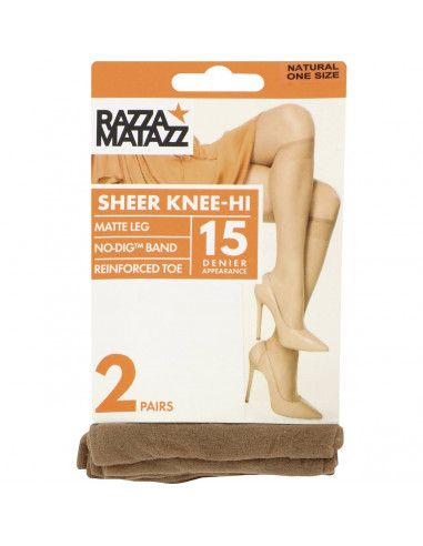 Razzamatazz Knee Hi Pantyhose Tan One Size 2 pack