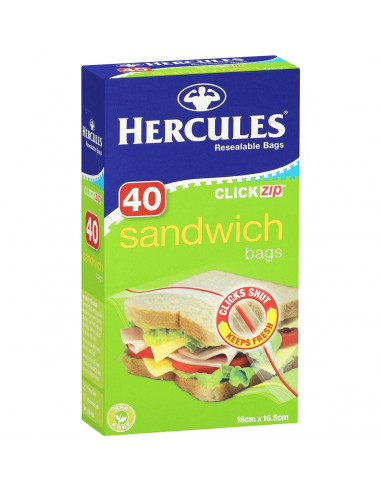 Hercules Click Zip Resealable Sandwich Bags 40 pack