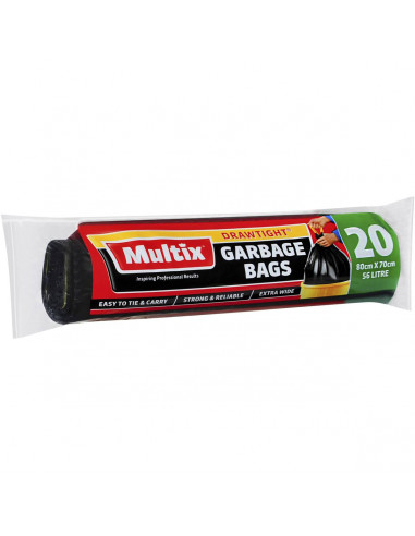 Multix Drawtight Roll Garbage Bags 56l 20pk