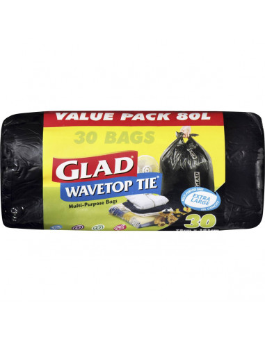 Glad Wavetop Garbage Bag 80 Litres 30 pack