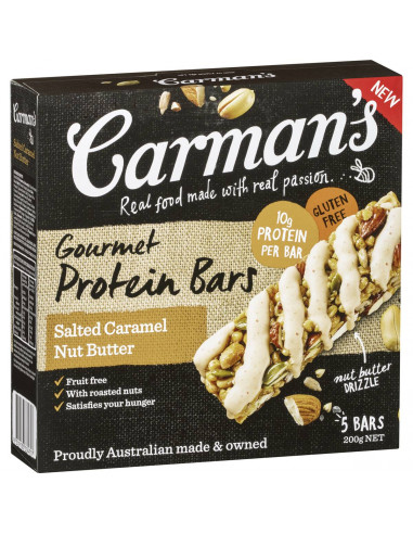Carmans Gourmet Protein Bars Salted Caramel Bars 200g