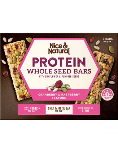 Nice & Natural Protein Wholeseed Bars Cranberry & Raspberry 5 pack