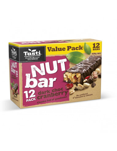 Tasti Nut Bar Dark Chocolate & Cranberry 12 pack