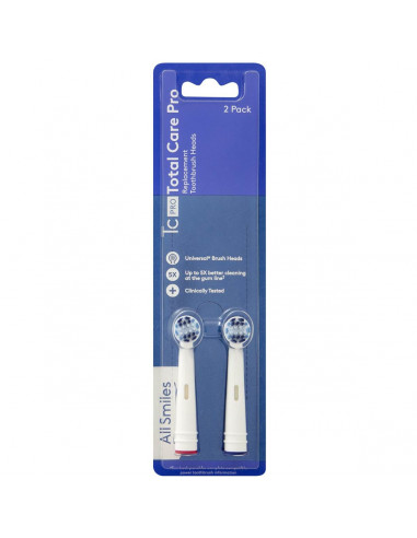 All Smiles Total Care Pro Electric Toothbrush Replacement Heads 2 pack