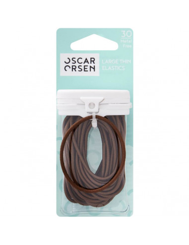 Oscar Orsen Large Thin Hair Elastics Brown 30 pack