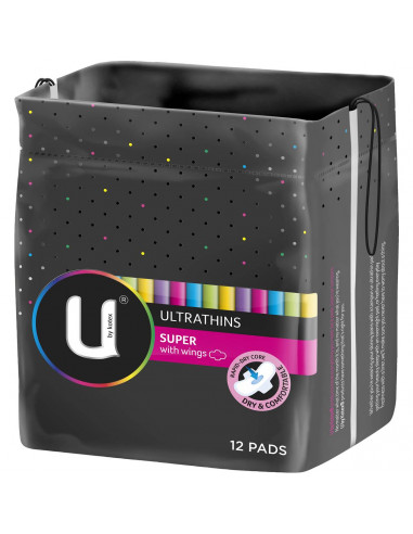 U By Kotex Ultrathin Pads Super With Wings 12pk