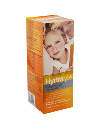 Hydralyte Electrolyte Ice Block Orange 16 sachets