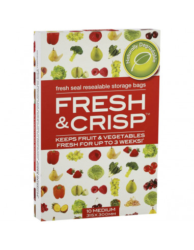 Fresh & Crisp Resealable Storage Bags Medium 10 pack
