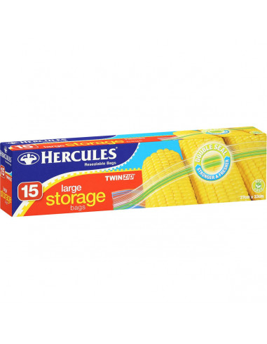 Hercules Click Zip Resealable Sandwich Bags Large 15 pack