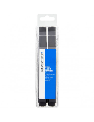 Paperclick Permanet Markers Black 2 pack