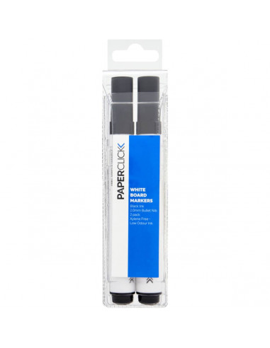 Paperclick Whiteboard Markers Black 2 pack