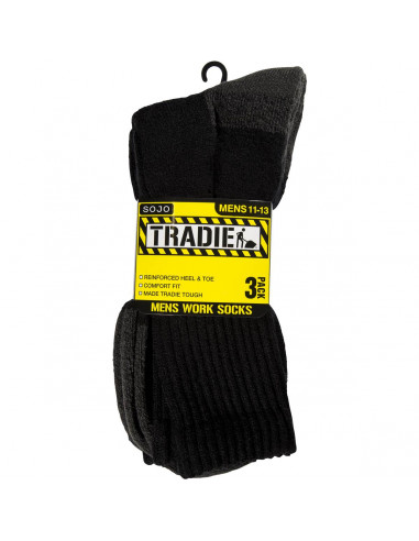 Tradie Mens Socks Black 11/13 3 pack