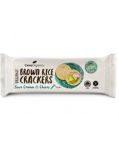 Ceres Organics Brown Rice Crackers Sour Cream & Chives 115g