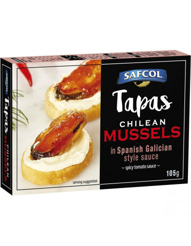 Safcol Tapas Chilean Mussels In Spanish Galician Style Sauce 105g