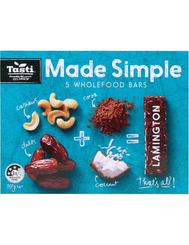 Tasti Made Simple Wholefood Bars Lamington 5 pack