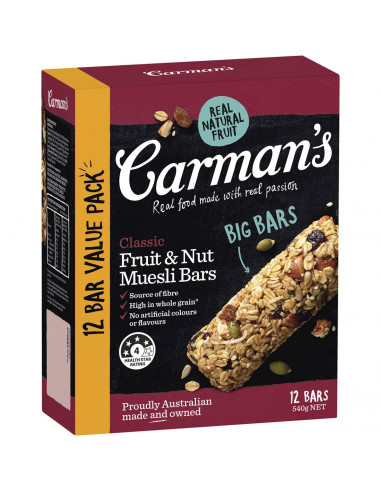 Carmans Muesli Bars Fruits & Nuts  12 pack