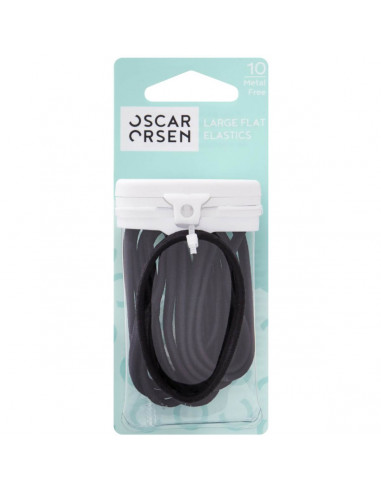 Oscar Orsen Large Flat Hair Elastics Black 10 pack