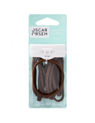 Oscar Orsen Large Flat Hair Elastics Brown 10 pack