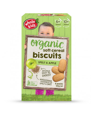 Whole Kids Organic Soft Cereal Biscuits- Spelt & Apple 120g