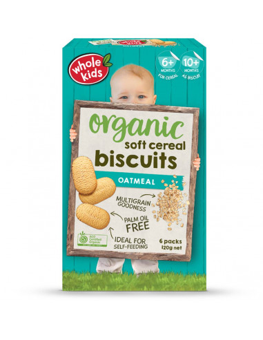 Whole Kids Organic Soft Cereal Biscuits - Oatmeal 120g