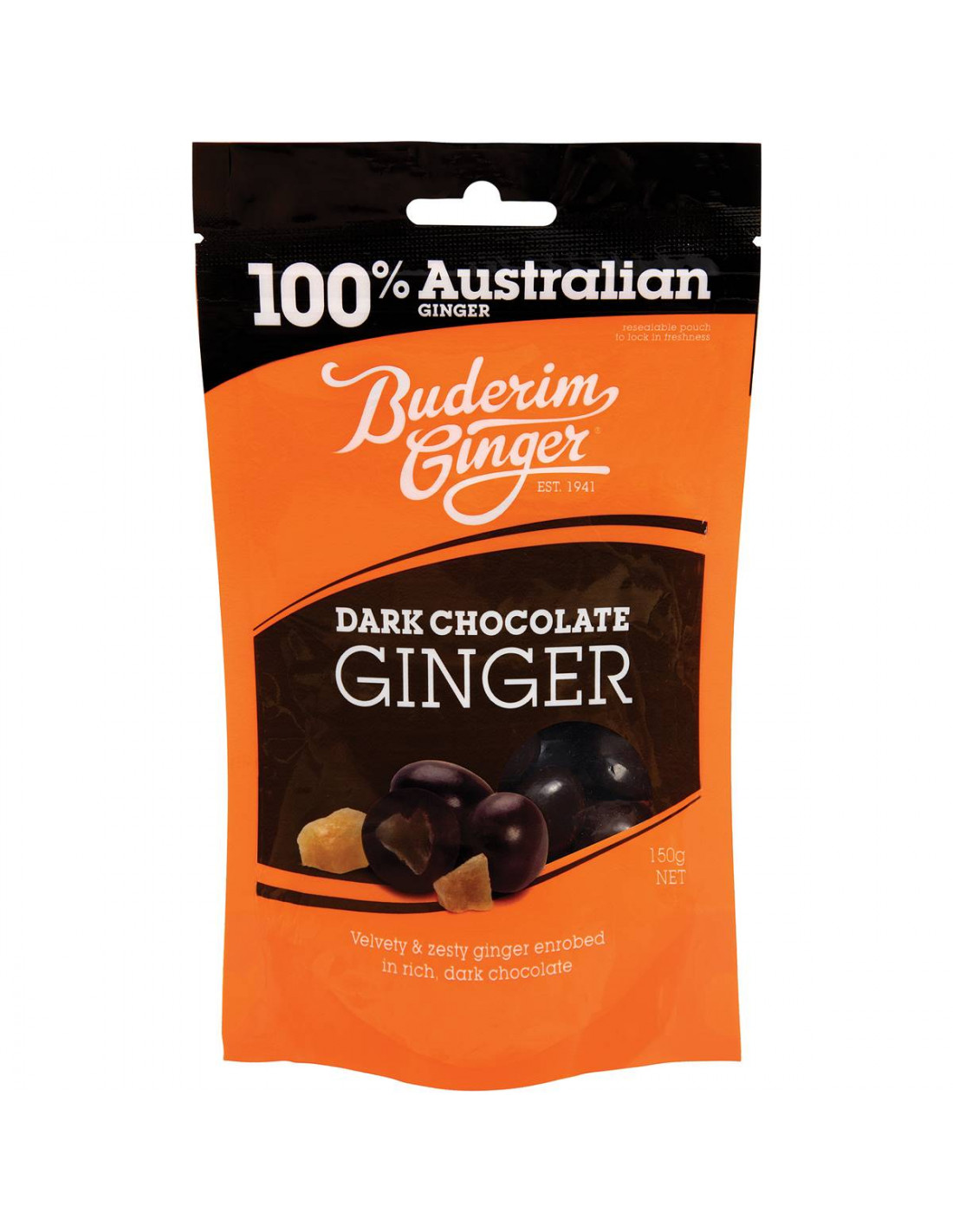 Buderim Dark Chocolate Coated Ginger 150g Allys Basket Direct