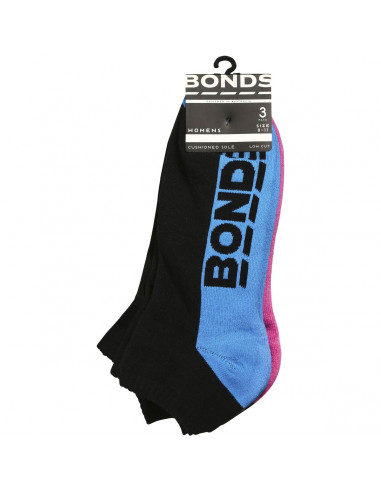 Bonds Womens Socks Logo Low Cut Size 8-11 3pk