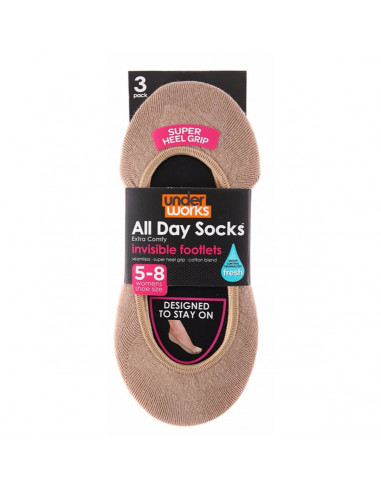 All Day Ladies Ladies Invisible Footlet 5/8 3 pack