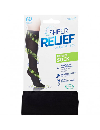 Sheer Relief Trouser Sock Black 1 Size 1pk