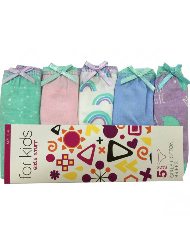For Kids Girls Briefs Sizes 3-4  5 pack