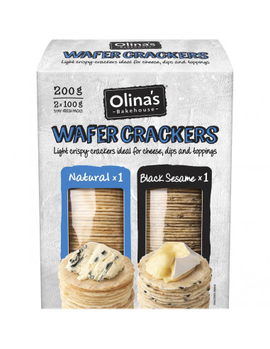 Olinas Wafer Crackers Natural & Black Sesame Assorted 200g