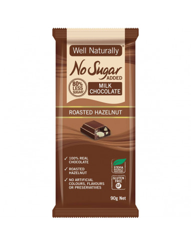 Well Naturally No Sugar Added Chocolate Hazelnut 90g