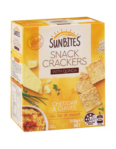 Sunbites Snack Crackers With Quinoa Cheddar & Chives 110g