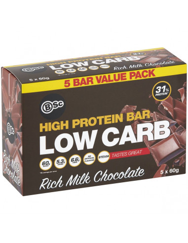 Body Science High Protein Bar Low Carb Rich Milk Chocolate 5 pack