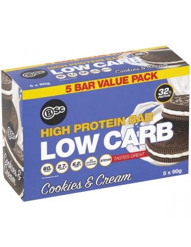 Body Science High Protein Bar Low Carb Cookies & Cream 5 pack