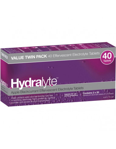 Hydralyte Effervescent Electrolyte Tablets Apple Blackcurrant 40 pack