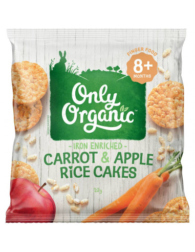 Only Organic Carrot & Apple Rice Cakes  20g